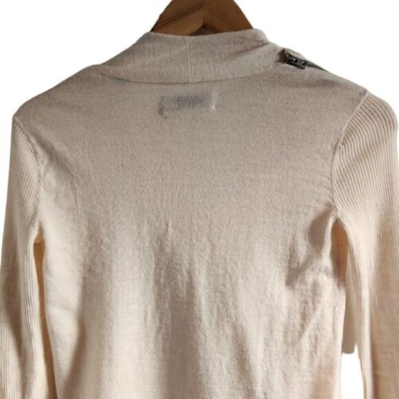 AllSaints Drina Ribbed Asymmetrical Zipper Shoulder Merino Wool Cardigan Size XS - Picture 7 of 8